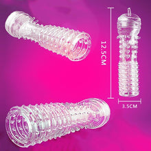 Load image into Gallery viewer, Silicone Spike Dotted Ribbed Condoms Time Delay Lasting Reusable Penis Rings Crystal Cock Ring Penis Extension Sleeve for Men