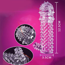Load image into Gallery viewer, Silicone Spike Dotted Ribbed Condoms Time Delay Lasting Reusable Penis Rings Crystal Cock Ring Penis Extension Sleeve for Men