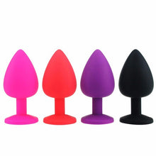 Load image into Gallery viewer, Silicone Anal Plug with Crystal Jewelry Butt Plug No Vibration Anal Sex Toys for Men Woman Gay Masturbation 4 Colors