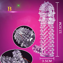 Load image into Gallery viewer, Nozzle on Penis Dick Extensions condom Penis Sleeve Male Enlargement for Men Delay Spray Massager Cock Ring Cover Adult Sex Toys