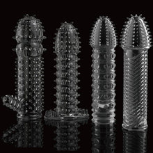 Load image into Gallery viewer, Reusable condom lube Textured Extender Sleeve screw thread Penis cover Cock Ring dildo sheath Condoms coque Sex Toys for Men
