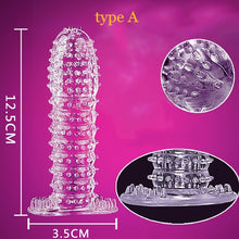Load image into Gallery viewer, Silicone Spike Dotted Ribbed Condoms Time Delay Lasting Reusable Penis Rings Crystal Cock Ring Penis Extension Sleeve for Men