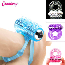 Load image into Gallery viewer, CandiWay mini Vibrators rings double cockring Delay Premature Ejaculation penis ball loop lock Sex Toys product for Men