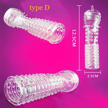 Load image into Gallery viewer, Silicone Spike Dotted Ribbed Condoms Time Delay Lasting Reusable Penis Rings Crystal Cock Ring Penis Extension Sleeve for Men