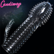 Load image into Gallery viewer, Extensions condom Penis Sleeve Male Enlargement Men Delay Spray clit massager Cock Ring vibrating cover Adult Sex Toys 11.11